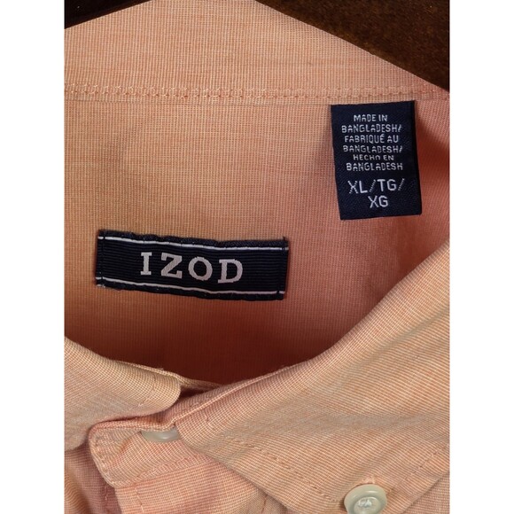 Izod Shirt Men's XL Peach Long Sleeve Button‎ Up Shirt - Picture 3 of 8
